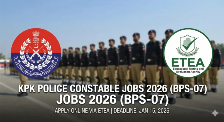 KPK Police Constable Jobs 2026 BPS-07 recruitment banner with ETEA logo and application details