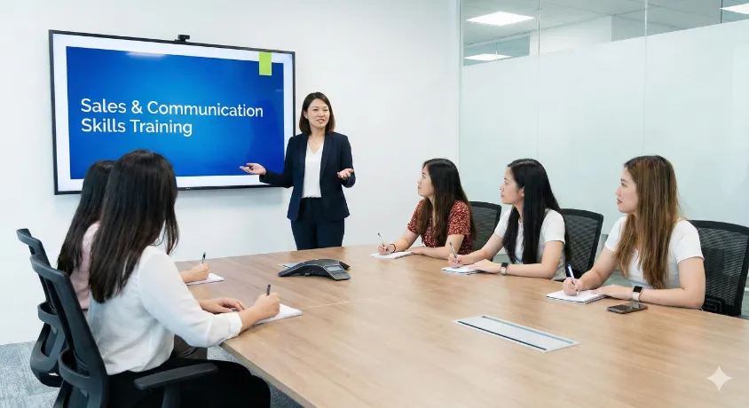 Sales and communication skills training session for new customer representative officers to enhance career growth.