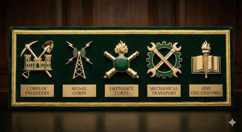 Military rank progression chart, Captain to higher ranks, upward arrow showing career growth, professional military badges and insignias, clean corporate infographic style, Pakistan Army theme colors