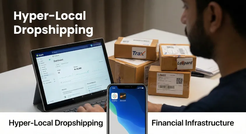 A developer's desk in Pakistan with dual monitors displaying code and a generative AI interface for prompt engineering. A notebook labeled 'AI Skills: Prompt Engineering, Full-Stack' and a small Pakistan flag represent high-income technical skills.