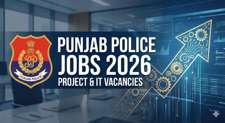 Punjab Police Jobs 2026 official banner featuring the department logo and digital growth graphics representing Project and IT vacancies at StPU Lahore.